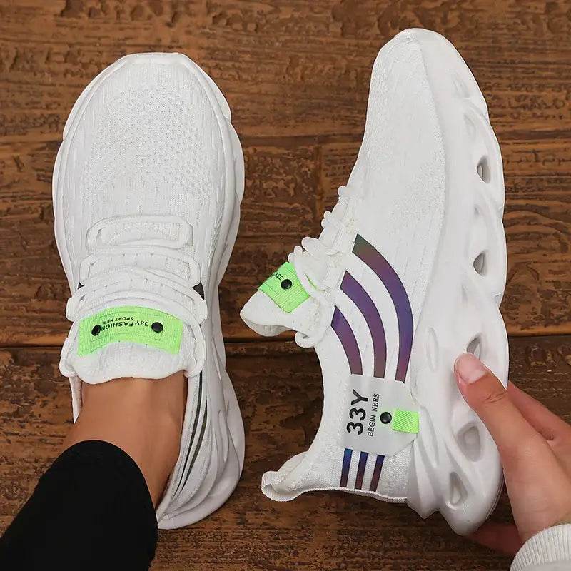 Thick Soled Sports Shoes Knitted Round Toe Shoes 3CM Block Heel Retro Style | Fashion Shoes for Men's Hiking and Walking - BON's