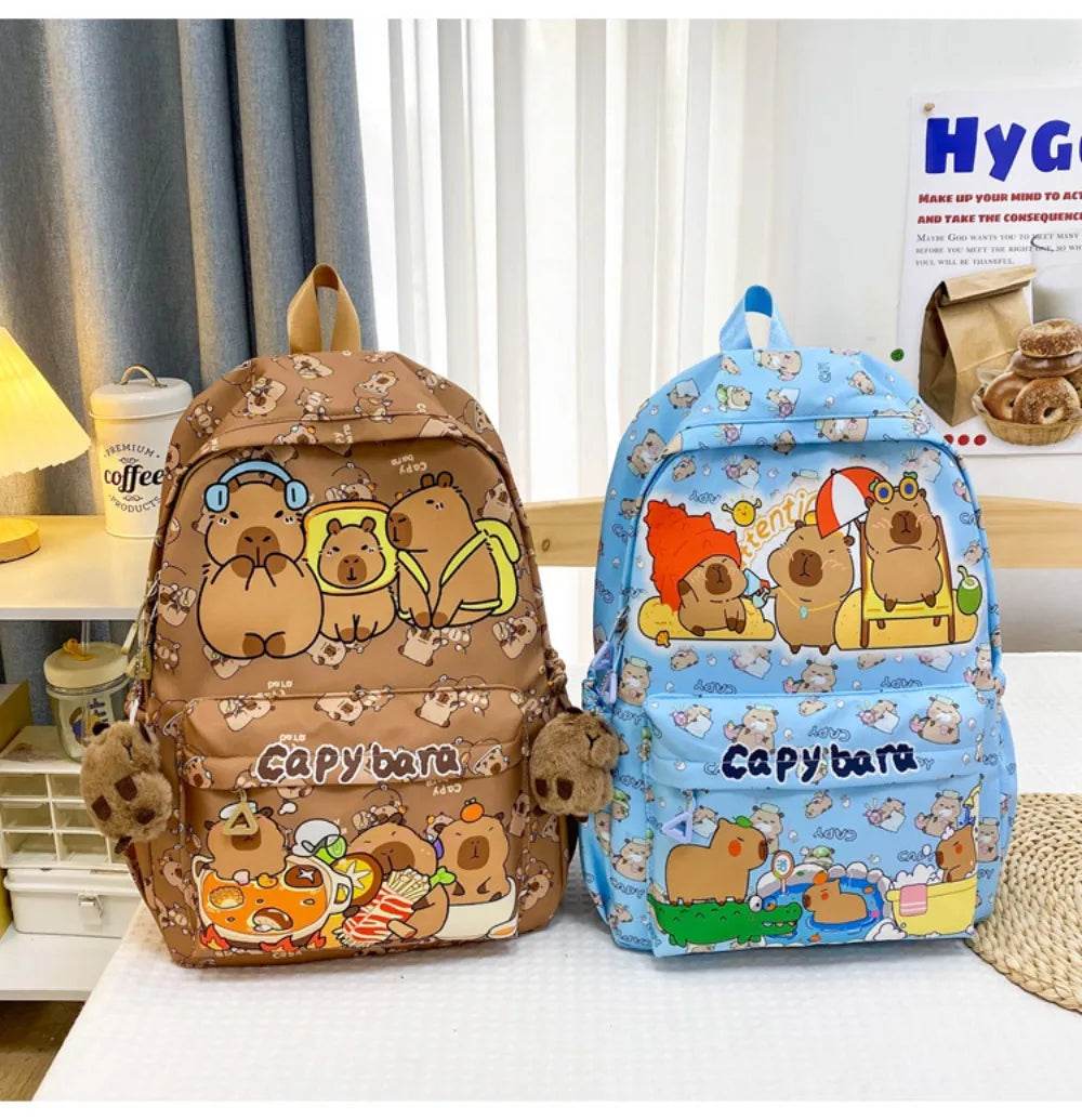 Capybara School Backpack - Cute Large Student Schoolbag - BON's