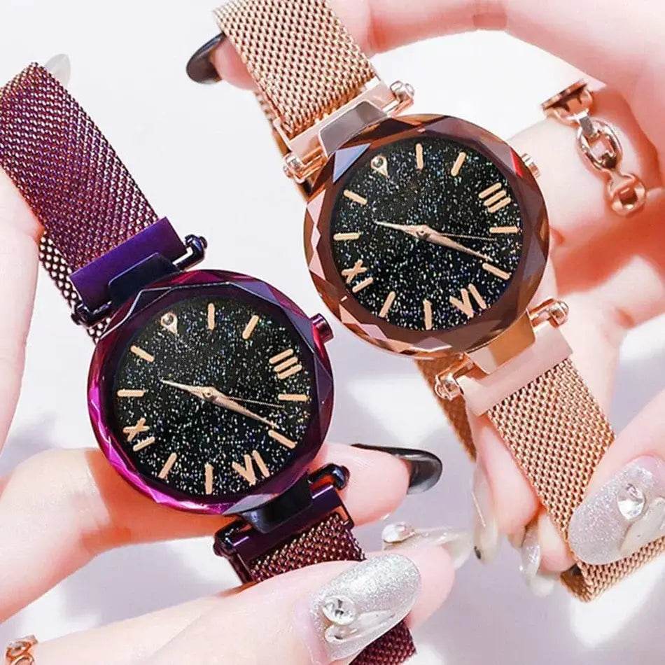 Luxury Women's Starry Sky Watch with Magnetic Mesh Belt Band - Fashion Dress Wristwatch for Women - BON's