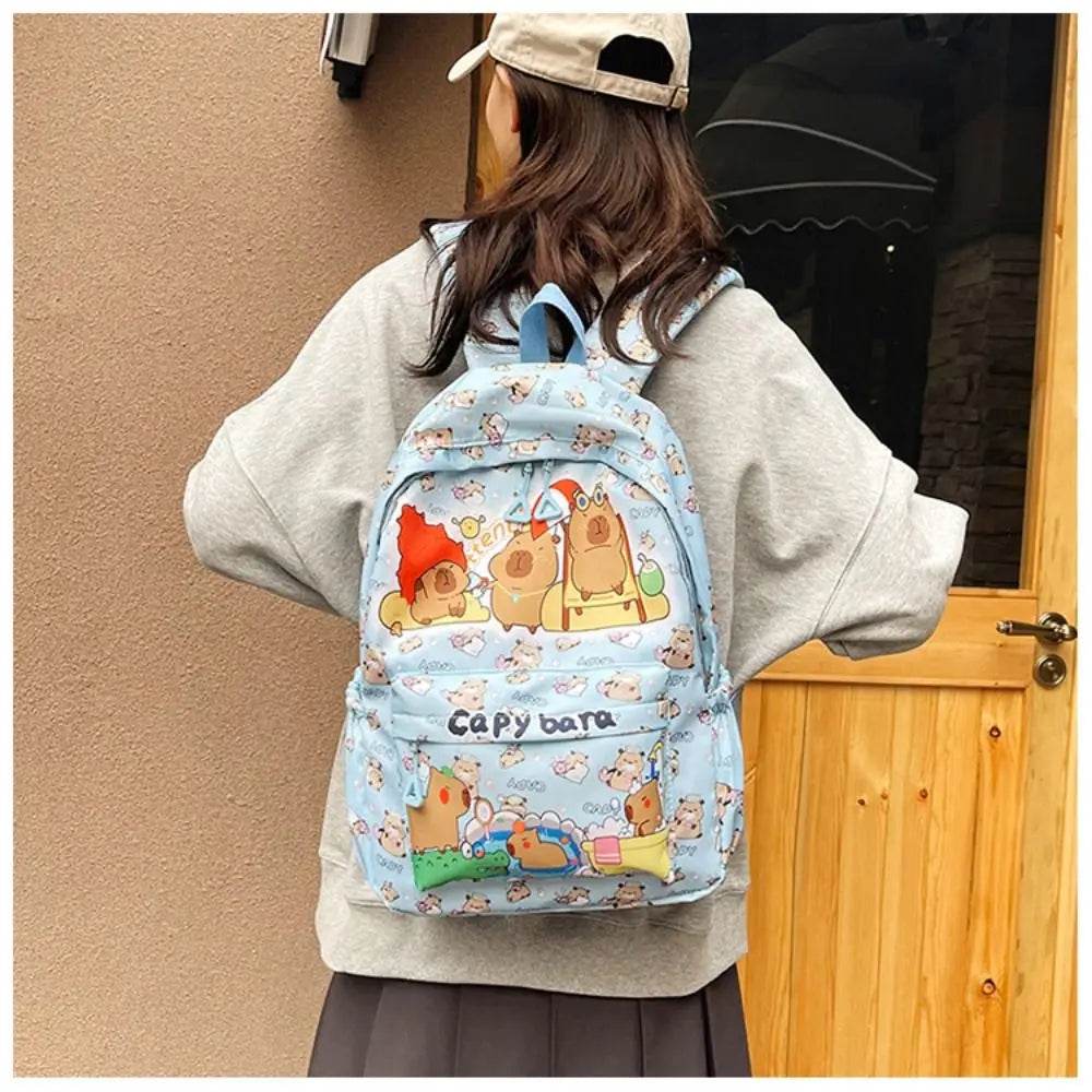 Capybara School Backpack - Cute Large Student Schoolbag - BON's