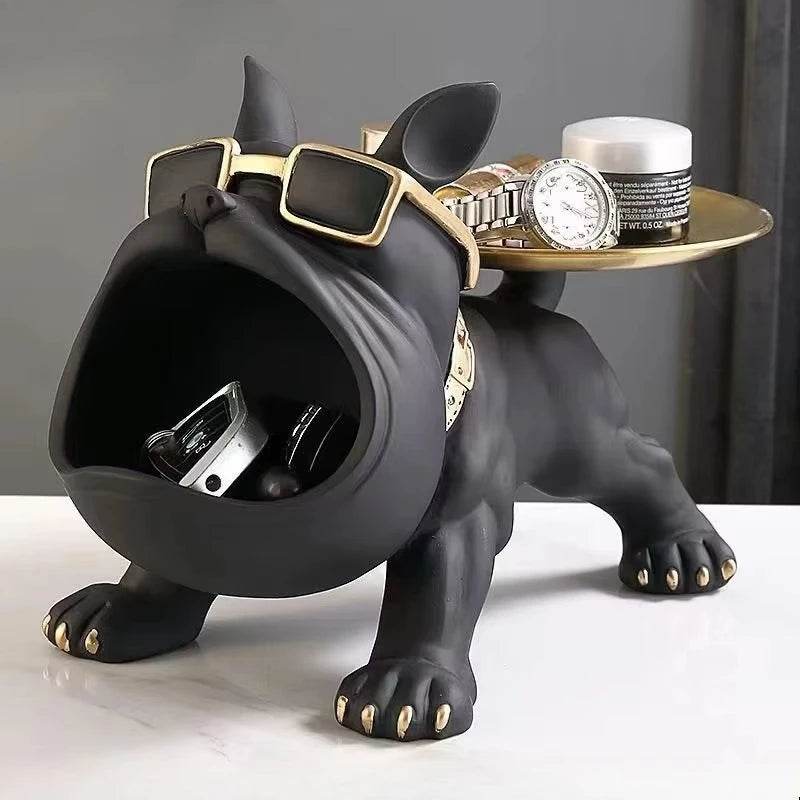30cm Bulldog Figurine Storage Box - Resin Art Sculpture and Decorative Storage Solution - BON's