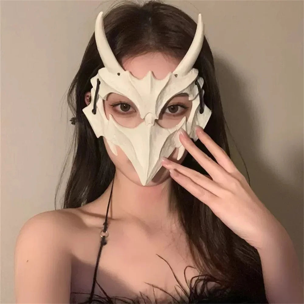 Halloween Skull Half-Face Mask – Unisex Costume Prop | Animal Bone Design for Cosplay, Party & Performance