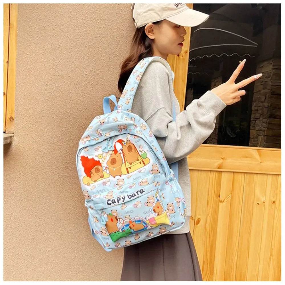 Capybara School Backpack - Cute Large Student Schoolbag - BON's