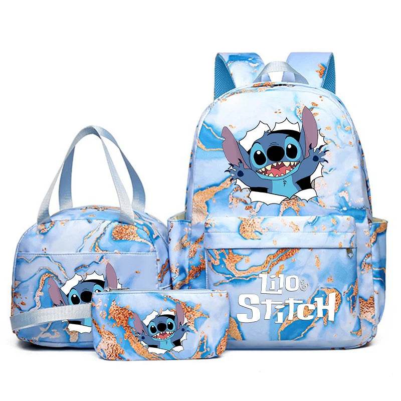 3Pcs Lilo Stitch Schoolbag Set for Kids - Student Backpack, Travel Bag & Pen Case - BON's