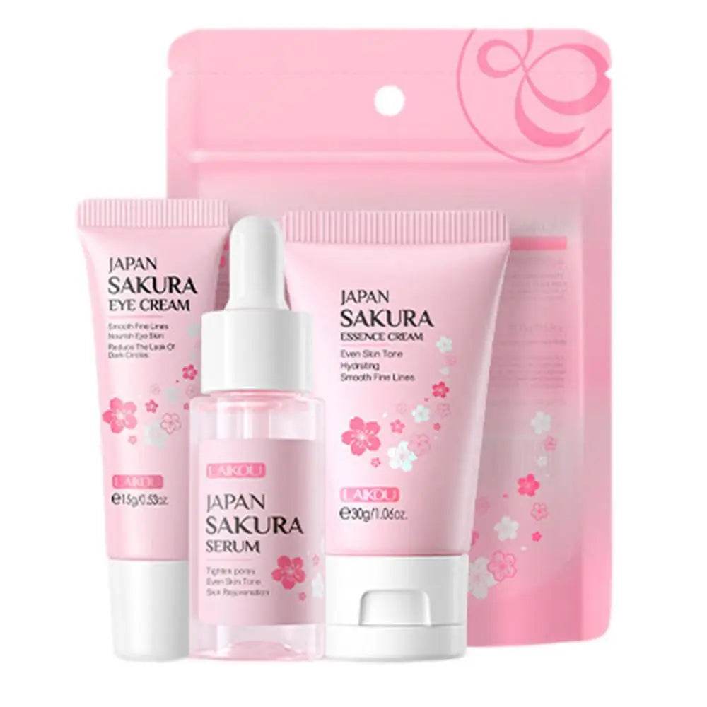Face Skin Care Set Cleanser Sakura Essence Cream Moisturizing Whitening & Anti-Aging Toner Eye Cream Face Serum Eye Skin Care - BON's