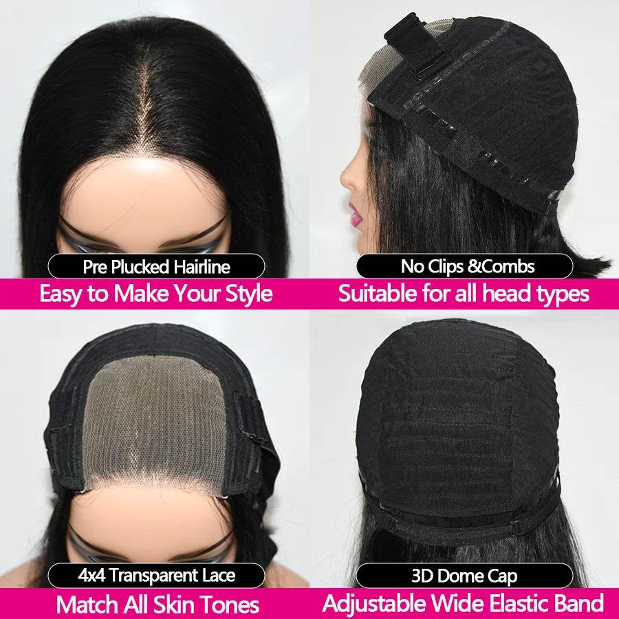 Glueless Bob Wig for Women - Human Hair Pre-Cut Lace Ready to Wear Transparent Bob Wig - BON's