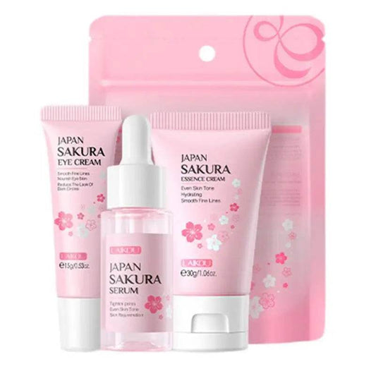Face Skin Care Set Cleanser Sakura Essence Cream Moisturizing Whitening & Anti-Aging Toner Eye Cream Face Serum Eye Skin Care - BON's
