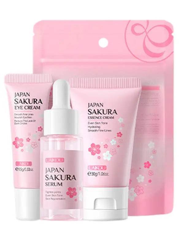 Face Skin Care Set Cleanser Sakura Essence Cream Moisturizing Whitening & Anti-Aging Toner Eye Cream Face Serum Eye Skin Care - BON's