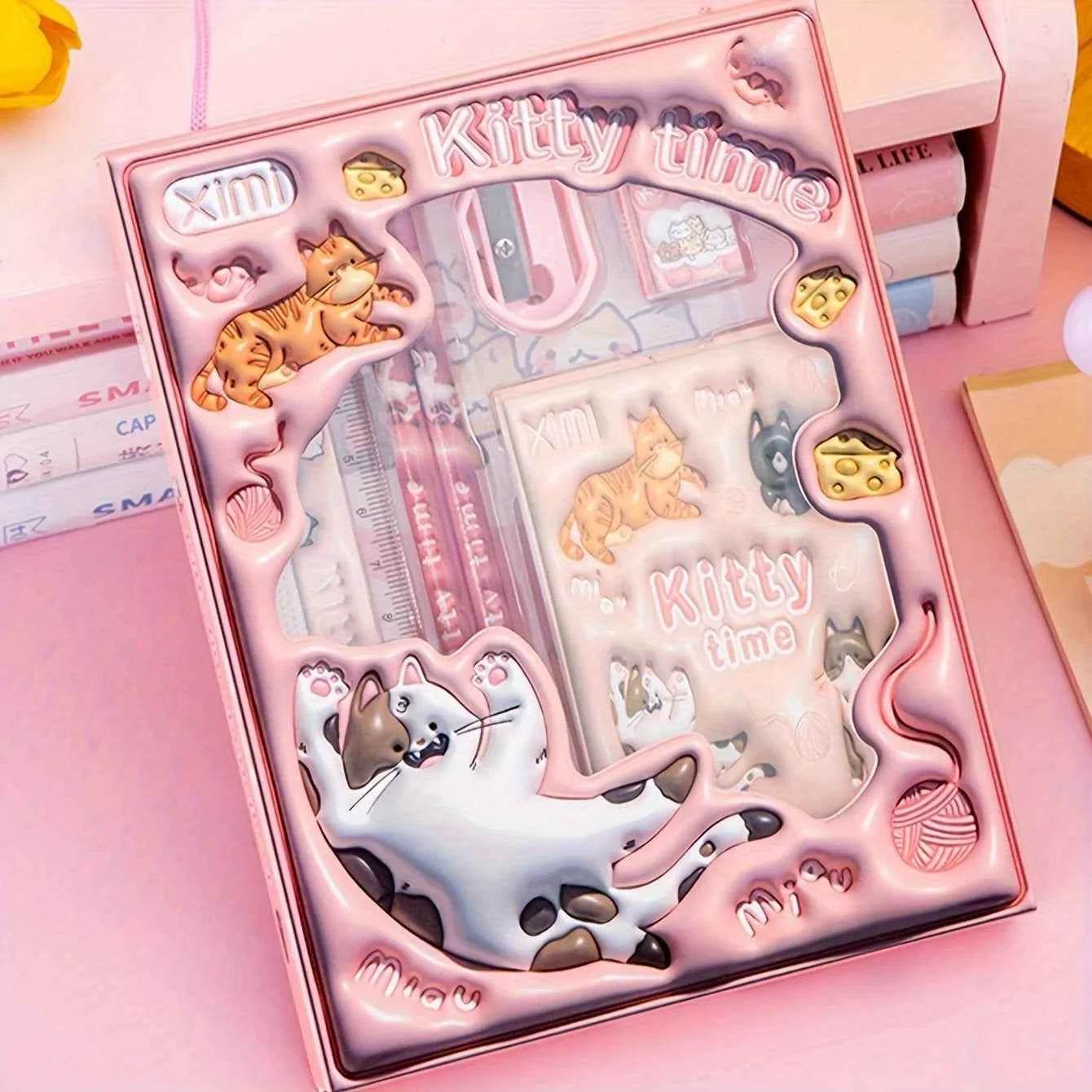 Cartoon Stationery Set: School/Office - Case, Ruler, Erasers - BON's