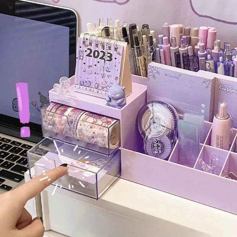 Cute Pen Holder Organizer for Desk - 9 Grid Drawer Stationery Storage for Girls - BON's