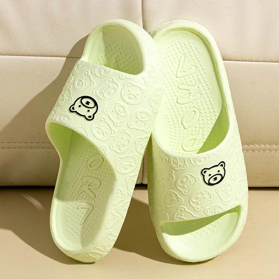 Women's Cute Bear Slippers - Summer Printing Anti-Slip Soft Sole Indoor Bathroom Shoes for Comfort and Leisure - BON's