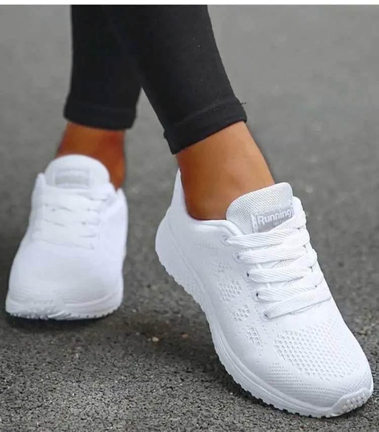 Women's Classic Sneakers - Casual Gym Sneakers for Women, White Vulcanize Shoes, Zapatillas Mujer - BON's
