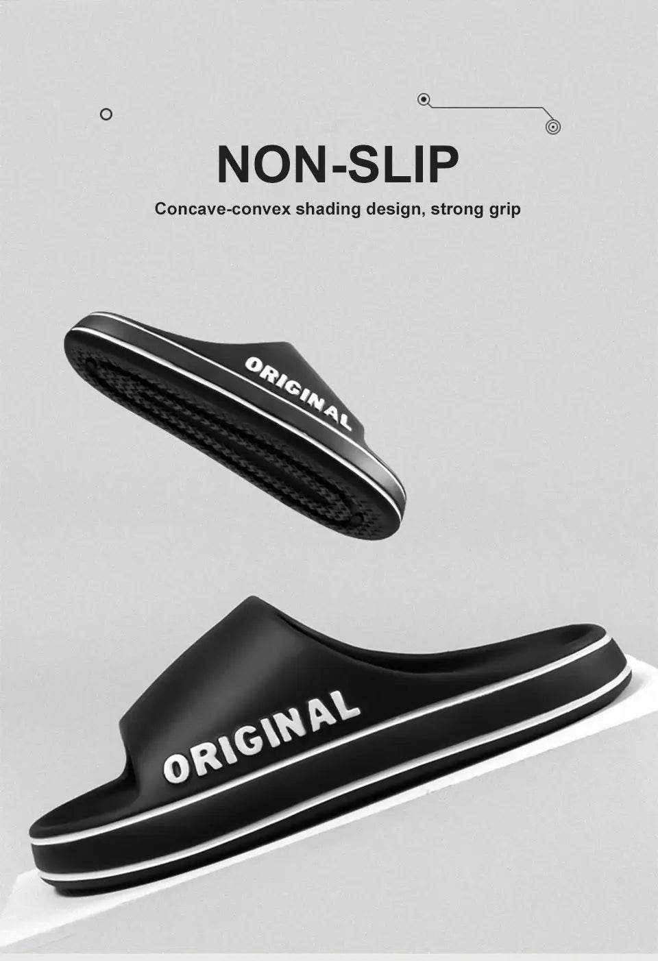 Feslishoet Women Letter Slippers Beach Slides Solid Color Mens Thick Sole Indoor Bathroom Anti Slip Shoes Summer Couple Sandals - BON's