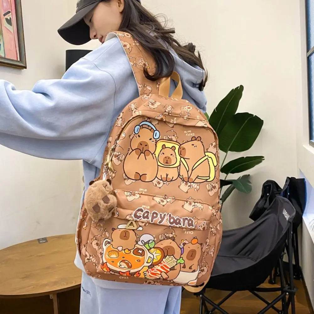 Capybara School Backpack - Cute Large Student Schoolbag - BON's