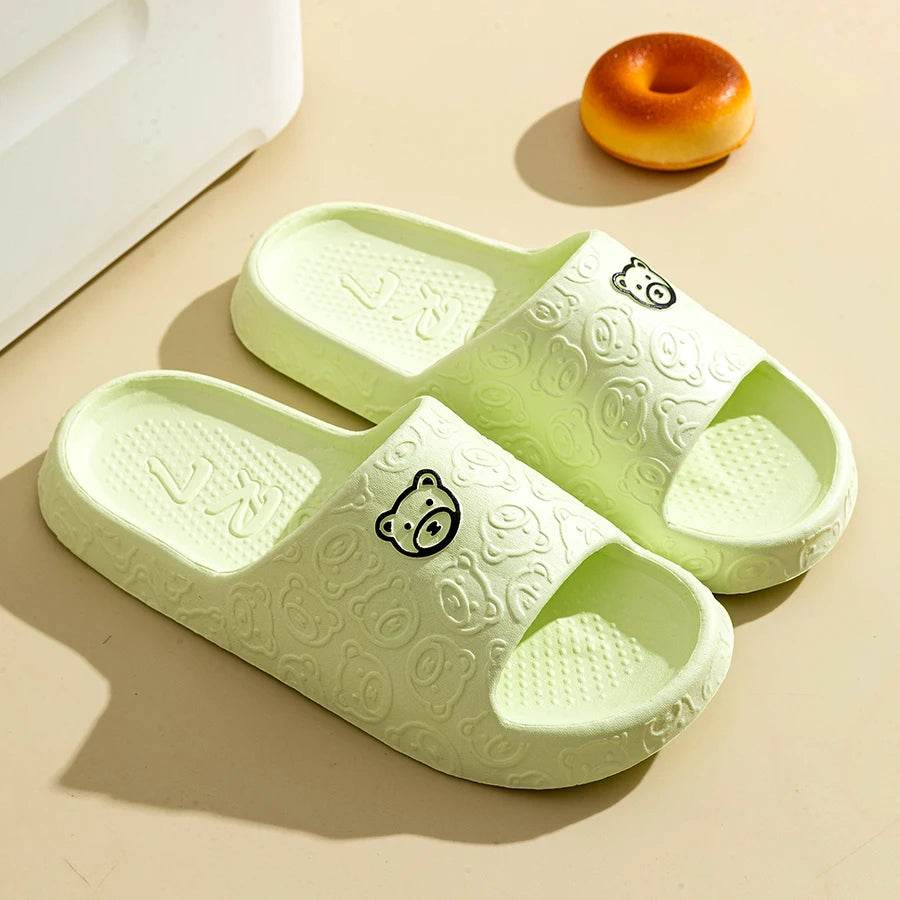 Women's Cute Bear Slippers - Summer Printing Anti-Slip Soft Sole Indoor Bathroom Shoes for Comfort and Leisure - BON's