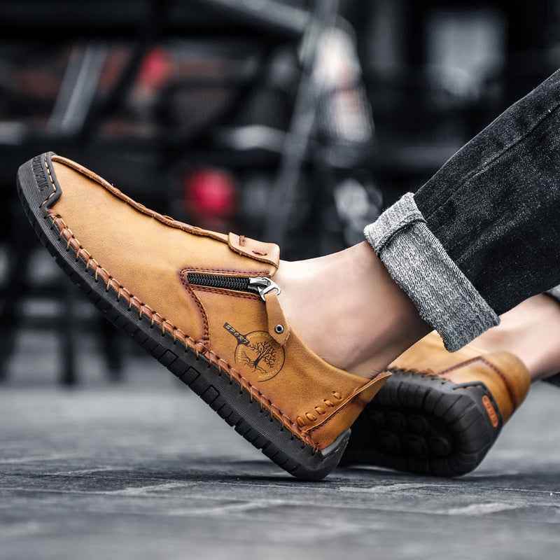 Men's Vintage Loafers: Durable, handmade synthetic shoes, brown/black. - BON's
