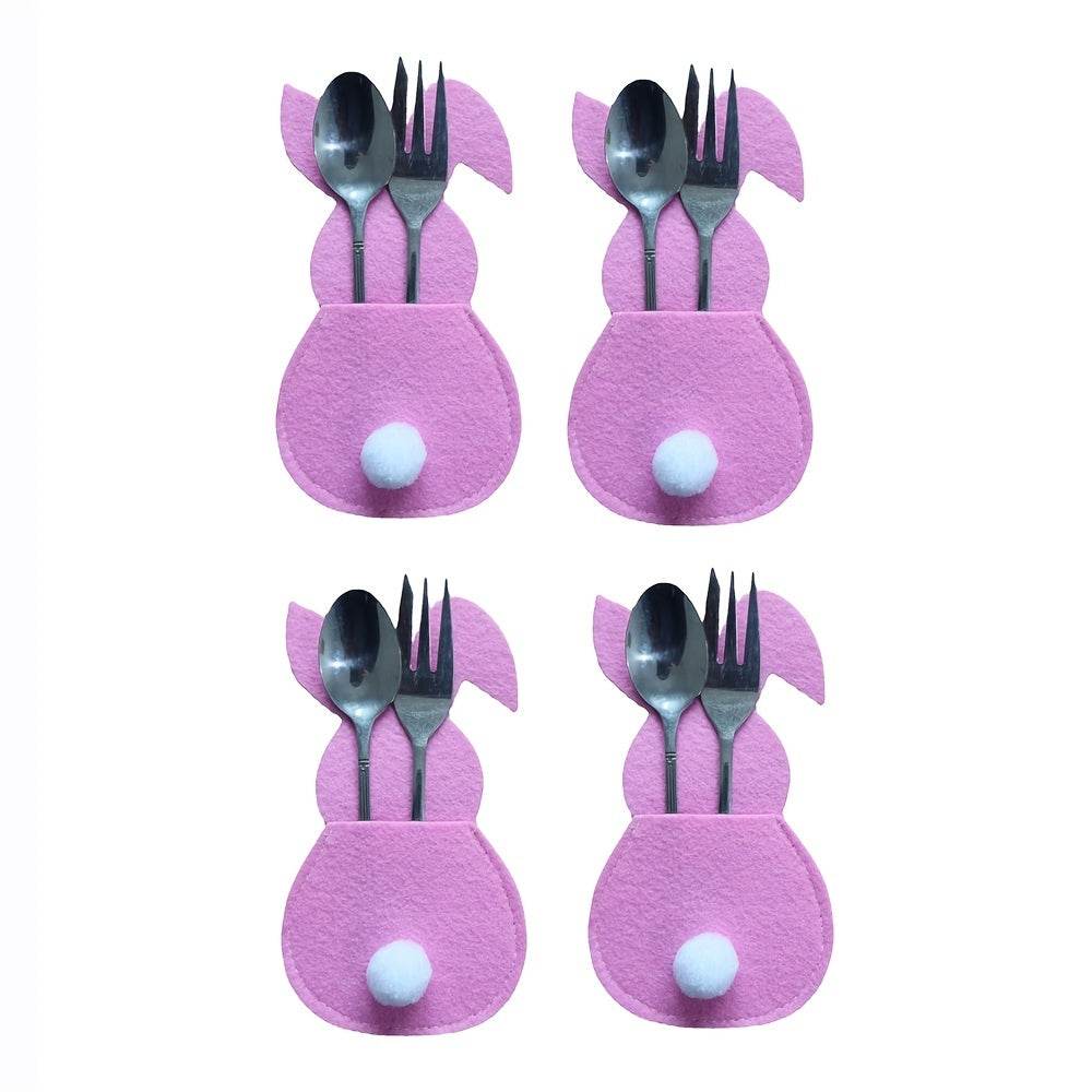 4pcs Easter Bunny Cutlery Holder for Happy Easter Table Decorations and Tableware Accessories - BON's