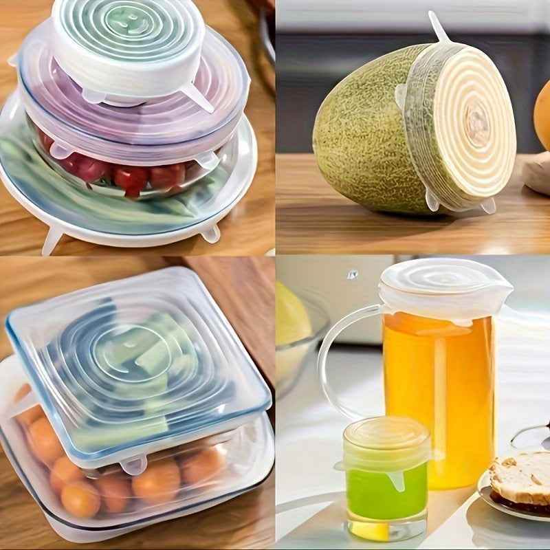 6 Silicone Stretch Lids - Reusable Covers for Food Storage and Freshness - BON's