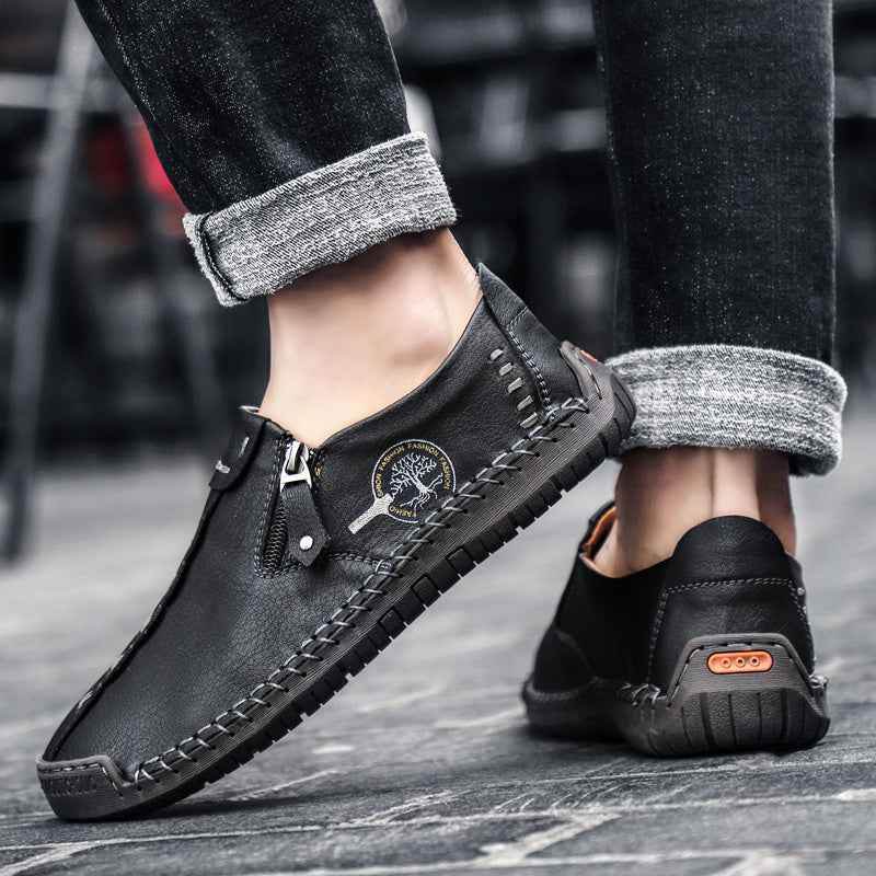 Men's Vintage Loafers: Durable, handmade synthetic shoes, brown/black. - BON's