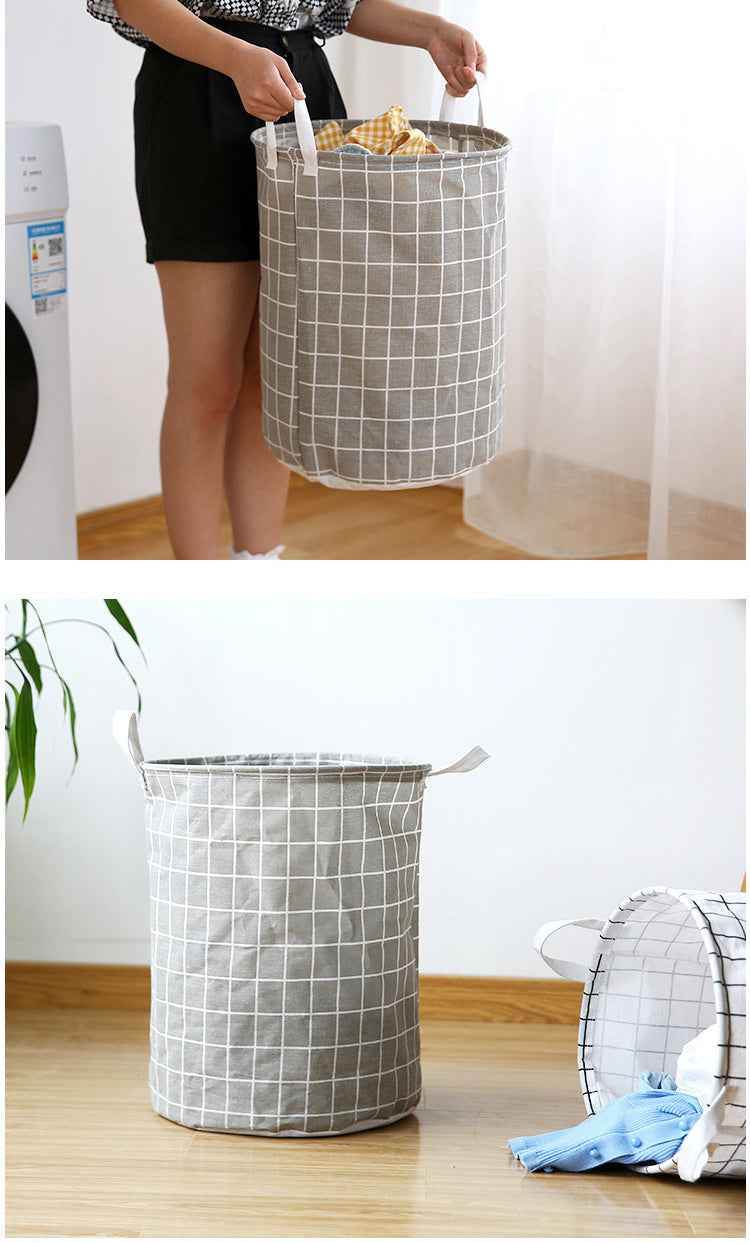 1pc Round Laundry Basket - Portable Dirty Clothes Hamper & Storage Bucket - BON's