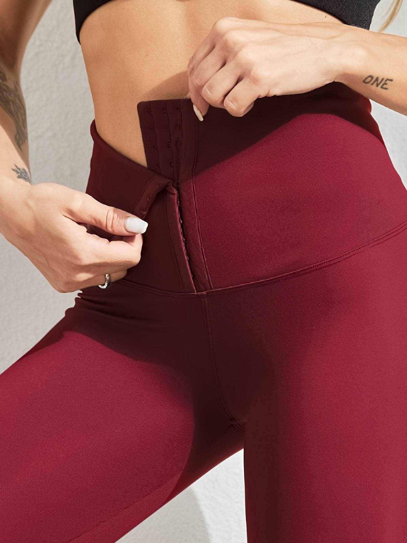 Women’s High-Waist Tummy Control Leggings - Olive Green, Thickened, Stretchy, Button Closure for Butt Lifting & Belly Smoothing, Long Length Skinny Jeans - BON's