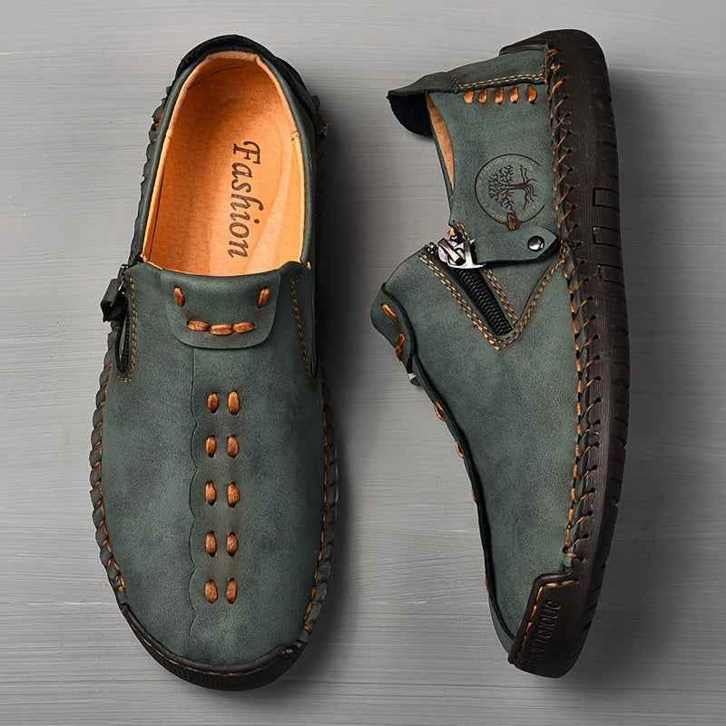 Men's Vintage Loafers: Durable, handmade synthetic shoes, brown/black. - BON's