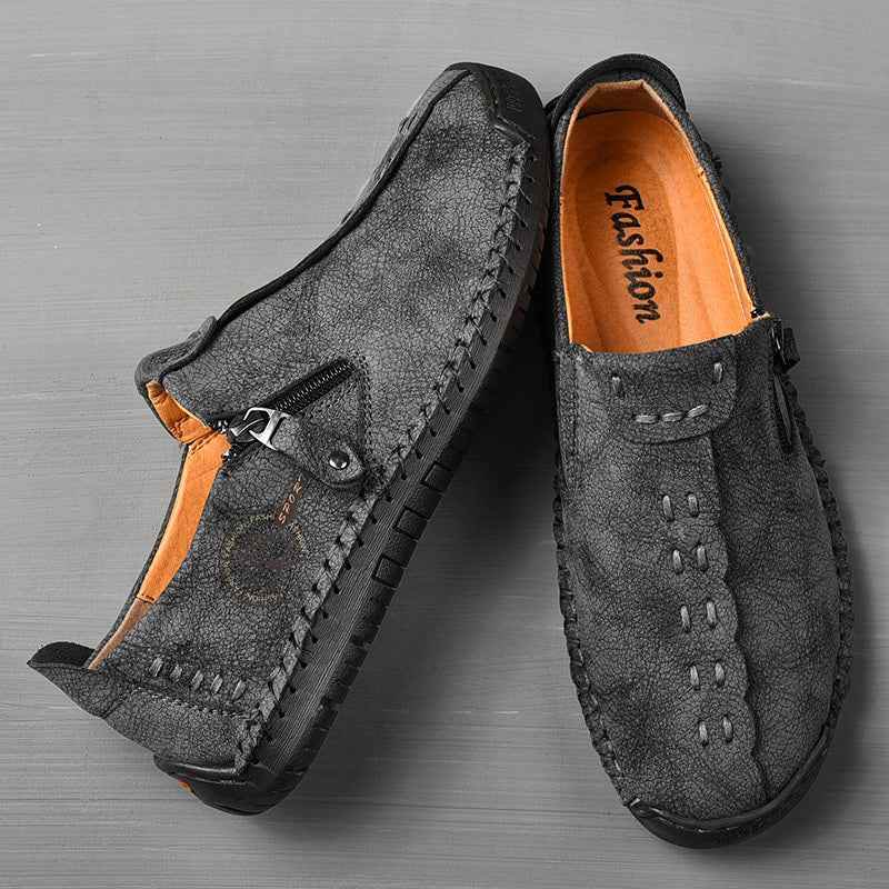 Men's Vintage Loafers: Durable, handmade synthetic shoes, brown/black. - BON's