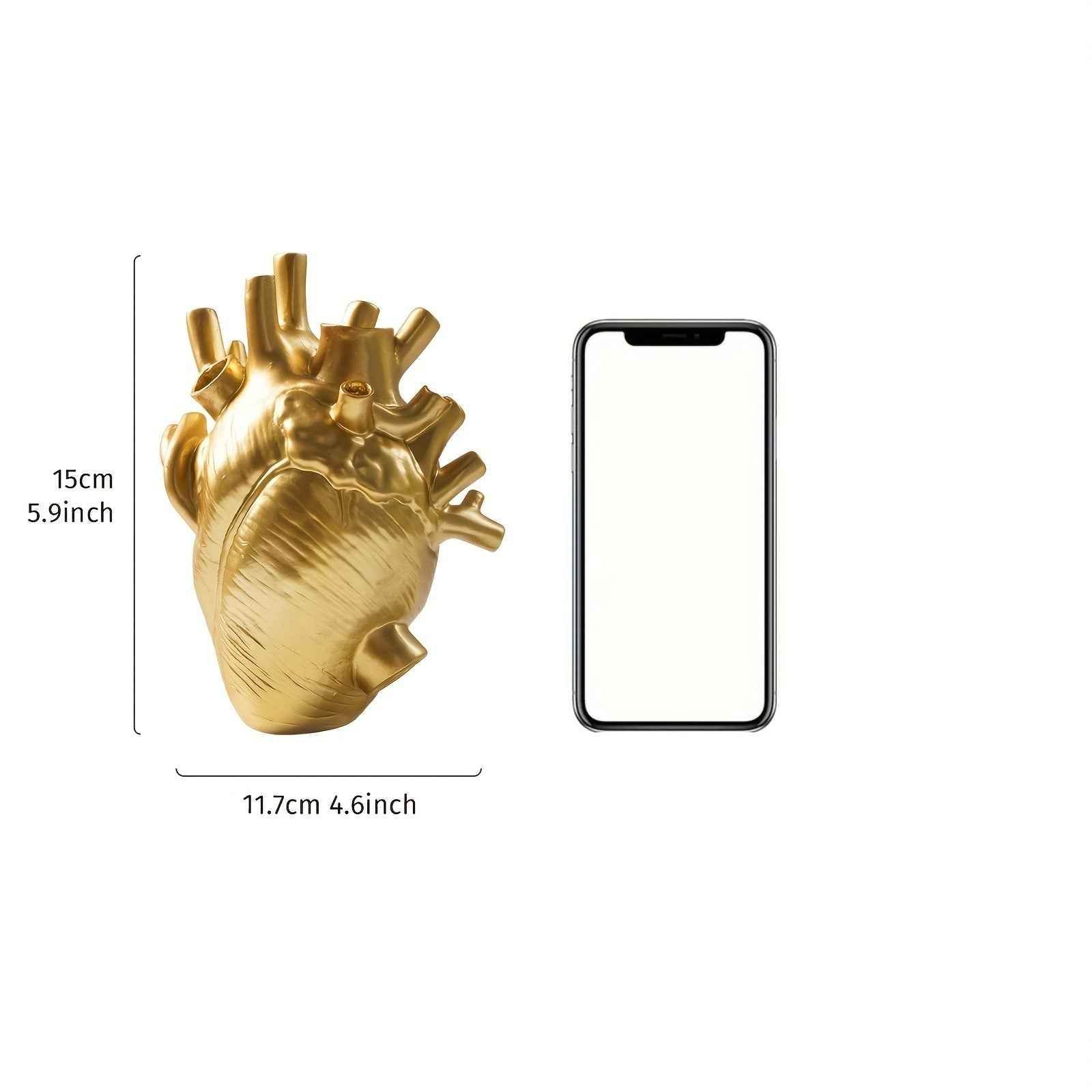 1pc Creative Heart Vase - Resin Decorative Bottle Dried Flower Container - Halloween Thanksgiving Christmas Decor - Indoor Ornament - For Home Decor Lovers - BON's