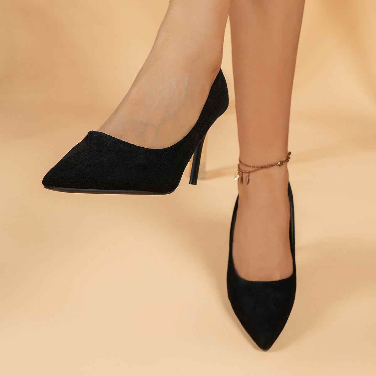 Black Stiletto Heel Pumps - Elegant Pointed Toe Design - BON's