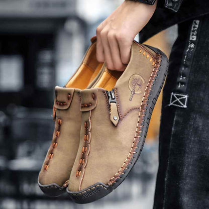 Men's Vintage Loafers: Durable, handmade synthetic shoes, brown/black. - BON's