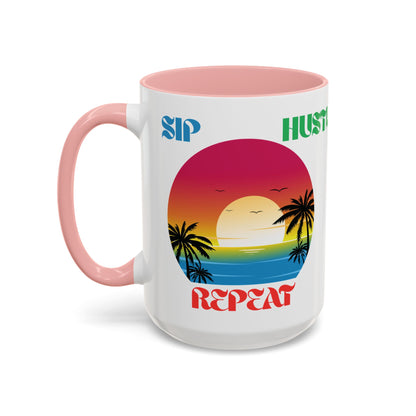 Tropical Hustle Coffee Mug - Relaxing Beach Vibes, Perfect Gift for Coffee Lovers, Motivational Cup for Home and Office