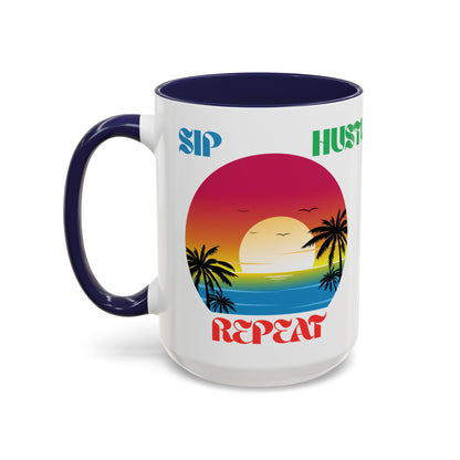 Tropical Hustle Coffee Mug - Relaxing Beach Vibes, Perfect Gift for Coffee Lovers, Motivational Cup for Home and Office