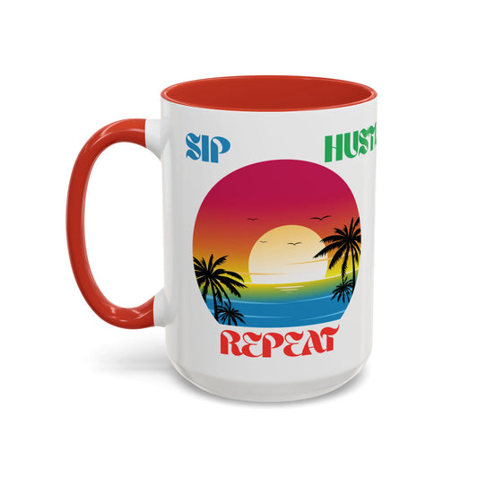 Tropical Hustle Coffee Mug - Relaxing Beach Vibes, Perfect Gift for Coffee Lovers, Motivational Cup for Home and Office
