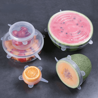6 Silicone Stretch Lids - Reusable Covers for Food Storage and Freshness - BON's