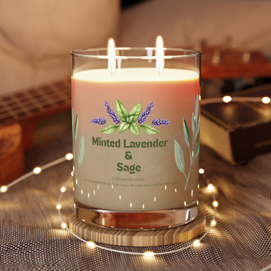 Minted Lavender & Sage Scented Candle, Relaxing Aromatherapy Candle, Eco-Friendly Home Decor, Gift for Her, Spa Day Essentials