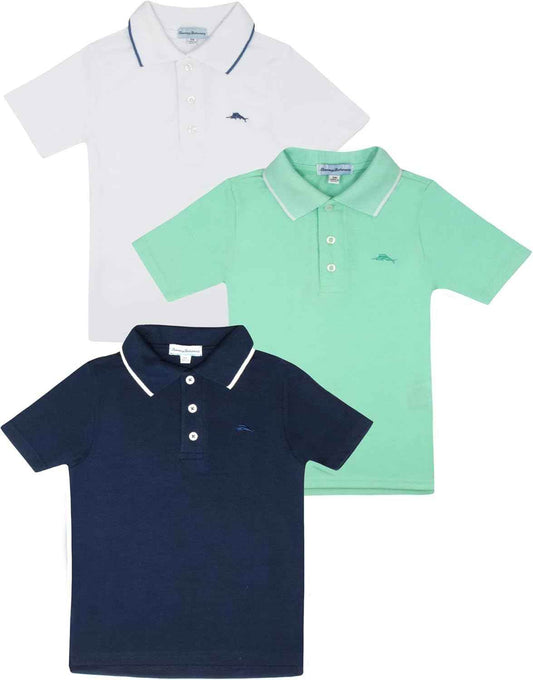 Tommy Bahama Boys Polo Shirt - Back to School 3-Pack Outfit with Short Sleeve Collared Design, Front Button Closure & Embroidered Logo - BON's