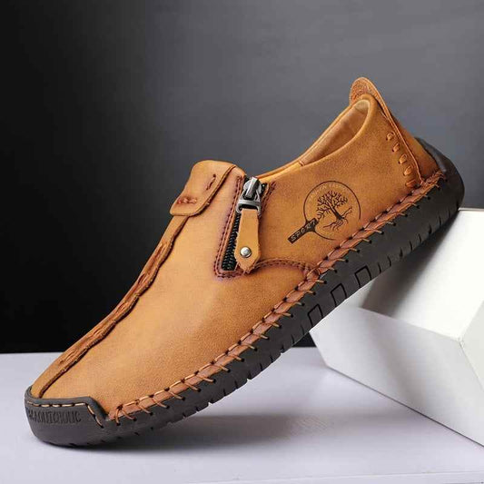 Men's Vintage Loafers: Durable, handmade synthetic shoes, brown/black. - BON's