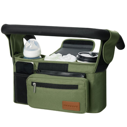 Momcozy Universal Stroller Organizer with Insulated Cup Holder Detachable Phone Bag & Shoulder Strap, Fits for Stroller like Uppababy, Baby Jogger, Britax, BOB, Umbrella and Pet Stroller