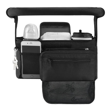 Momcozy Universal Stroller Organizer with Insulated Cup Holder Detachable Phone Bag & Shoulder Strap, Fits for Stroller like Uppababy, Baby Jogger, Britax, BOB, Umbrella and Pet Stroller