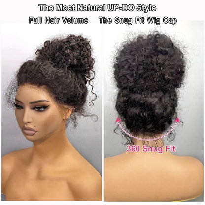 250 Density Deep Curly Wave Wig 30 Inch HD Lace Frontal 360 Full Lace Human Hair Wig - BON's