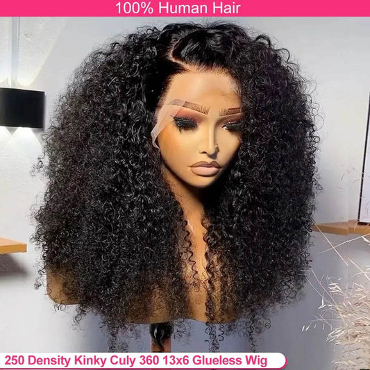 250 Density Deep Curly Wave Wig 30 Inch HD Lace Frontal 360 Full Lace Human Hair Wig - BON's