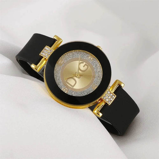 Simple Black/White Quartz Watches for Women - Minimalist Big Dial Fashion Watch with Silicone Strap - BON's
