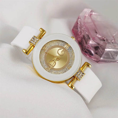 Simple Black/White Quartz Watches for Women - Minimalist Big Dial Fashion Watch with Silicone Strap - BON's