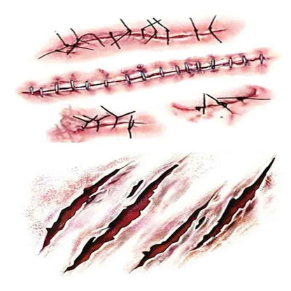 Halloween Zombie Scars Tattoos stickers With Fake Scab Blood Special Fx Costume Makeup Halloween Decoration