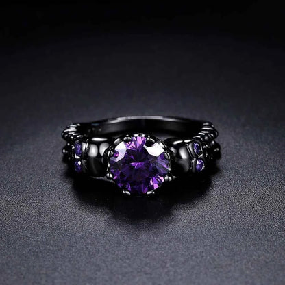 Retro Punk Skull Gothic Ring – Unisex Black & Gold Halloween Jewelry for Men & Women
