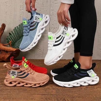 Thick Soled Sports Shoes Knitted Round Toe Shoes 3CM Block Heel Retro Style | Fashion Shoes for Men's Hiking and Walking - BON's