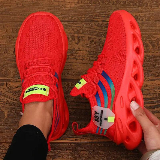 Thick Soled Sports Shoes Knitted Round Toe Shoes 3CM Block Heel Retro Style | Fashion Shoes for Men's Hiking and Walking - BON's