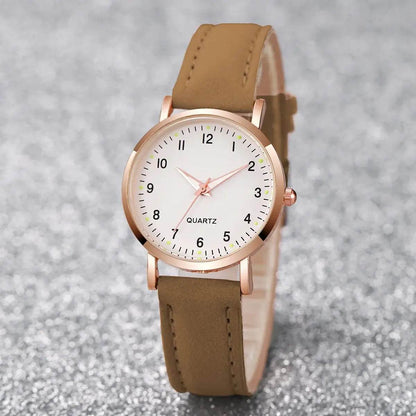 Fashion Women Watches Casual Arabic Dial Ladies Leather Band Quartz Watch Reloj Mujer Girls Clock Gift - BON's