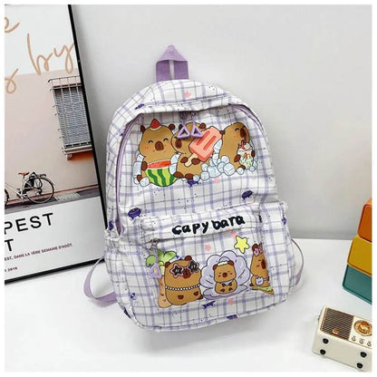 Capybara School Backpack - Cute Large Student Schoolbag - BON's