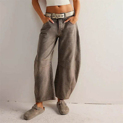 High Stretch Wide Leg Jeans for Women - Casual Mid-Rise Baggy Denim - BON's
